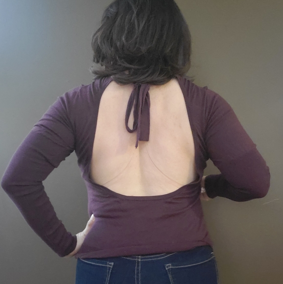 Victoria Secret open back burgundy sweater - Picture 3 of 5